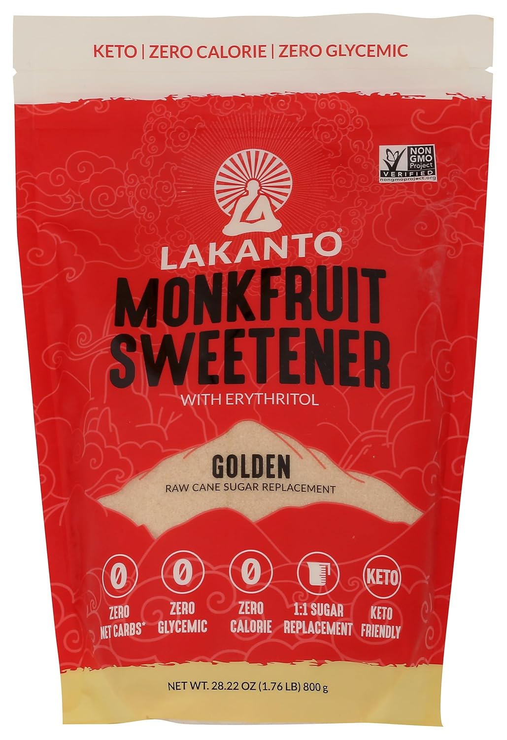 Lakanto Monk Fruit Sweetener All Natural Sugar Substitute, Golden,28.22 Ounce, 1.76 Pound (Pack of 1)