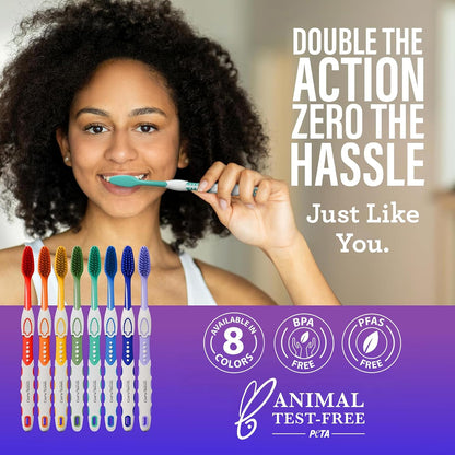 GuruNanda Soft Toothbrushes for Adults, Floss Fusion Design, 8 ct