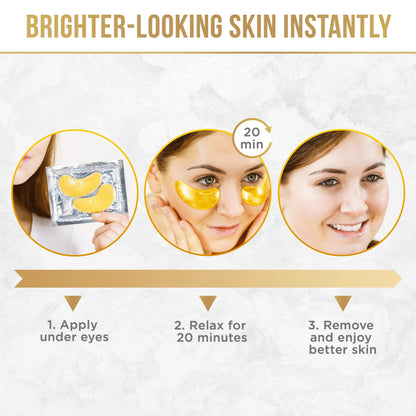 DERMORA Golden Glow Under Eye Patches (30 Pairs Eye Gels) - Rejuvenating Treatment