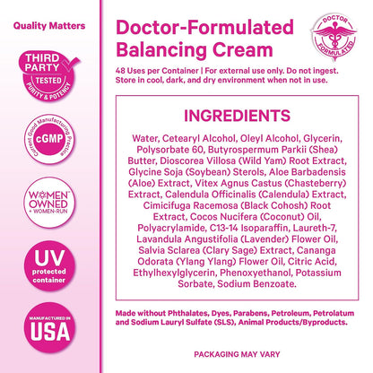 Pink Stork Wild Yam Cream for Hormone Balance, Lavender Scented, 4 oz | With Vitex & Black Cohosh | Doctor-Formulated | PMS, Fertility, Perimenopause, Menopause Support | 1 Month Supply