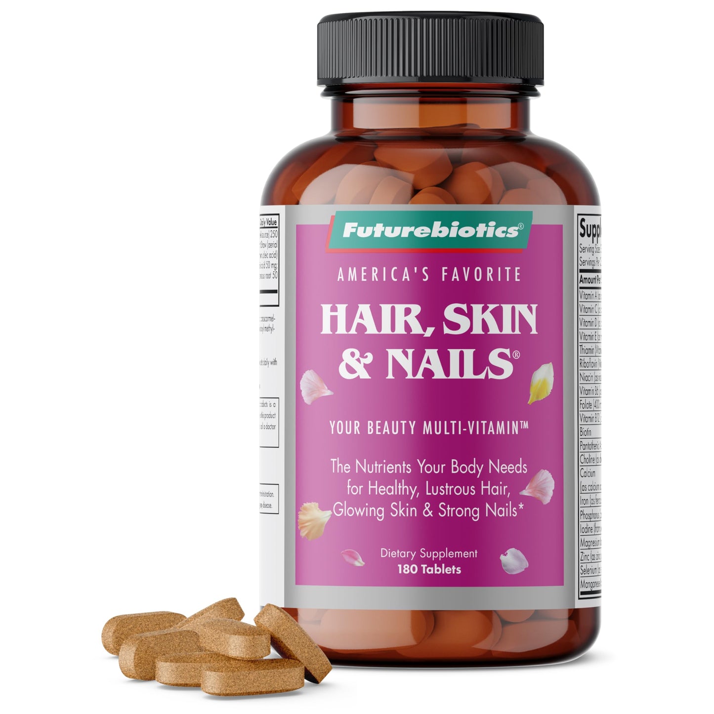 Futurebiotics Hair, Skin & Nails Beauty MultiVitamin with Biotin, Hair Vitamins and Skin Vitamins that Promote Healthy Hair and Nail, 180 Tablets