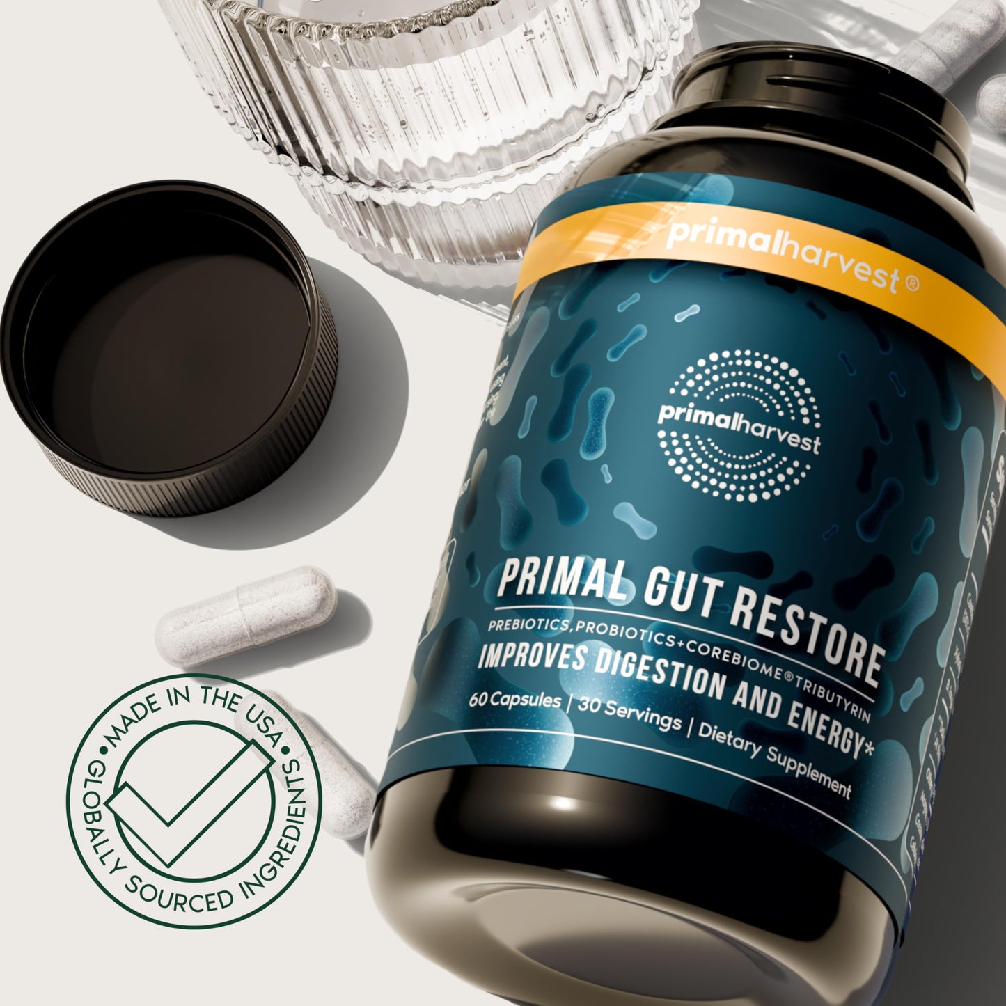 Primal Harvest Gut Restore - Daily Supplement, Gluten & Dairy Free, Vegan