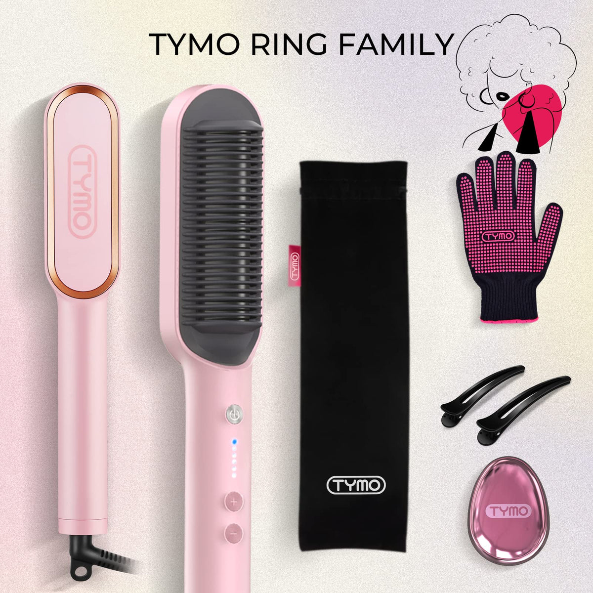 TYMO Hair Straightener Brush, Hair Straightening Comb for Women with 5 Temp 20s Fast