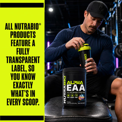 NutraBio Alpha EAA - All-Day Amino Acids for Muscle Growth and Hydration - Essential Amino Acids with Nootropics & Adaptogens- Full Spectrum EAA BCAA Powder - 30 Servings - Strawberry Lemon