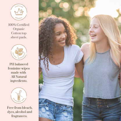 Organic 77 PC Period Kit Moon Box for Teens and Tweens - Organic Cotton Top Sheet Feminine Pads
