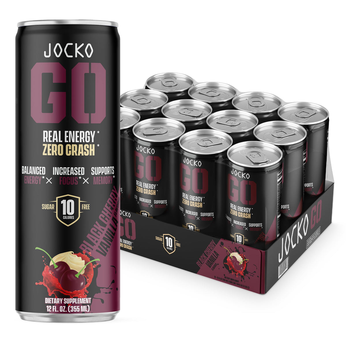 Jocko GO Energy Drink - KETO, Vitamin B12, Vitamin B6, Electrolytes, L Theanine, Magnesiu