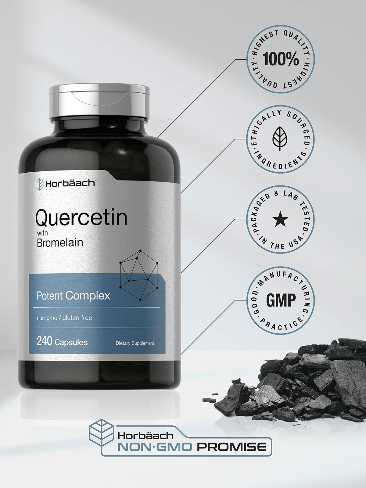 Quercetin with Bromelain Supplement | 240 Capsules | Non-GMO and Gluten Free