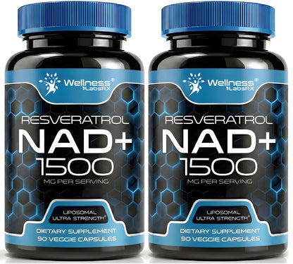 Wellness LABSRX Liposomal NAD Supplement, 1500mg - NAD Resveratrol Supplement for Women and Men, NAD+ Support Cellular Health, Energy & Anti Aging - 90 Count