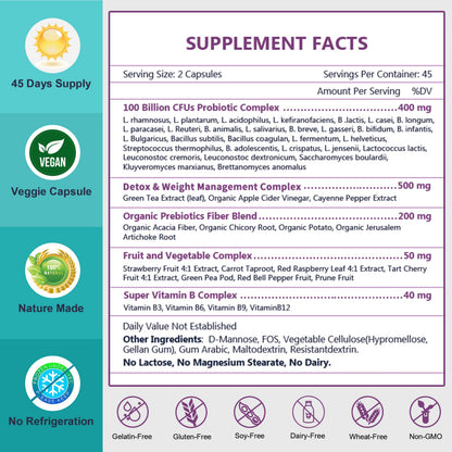 Probiotics for Women-Men-Kids Digestive Health, Prebiotics and Probiotics for Women