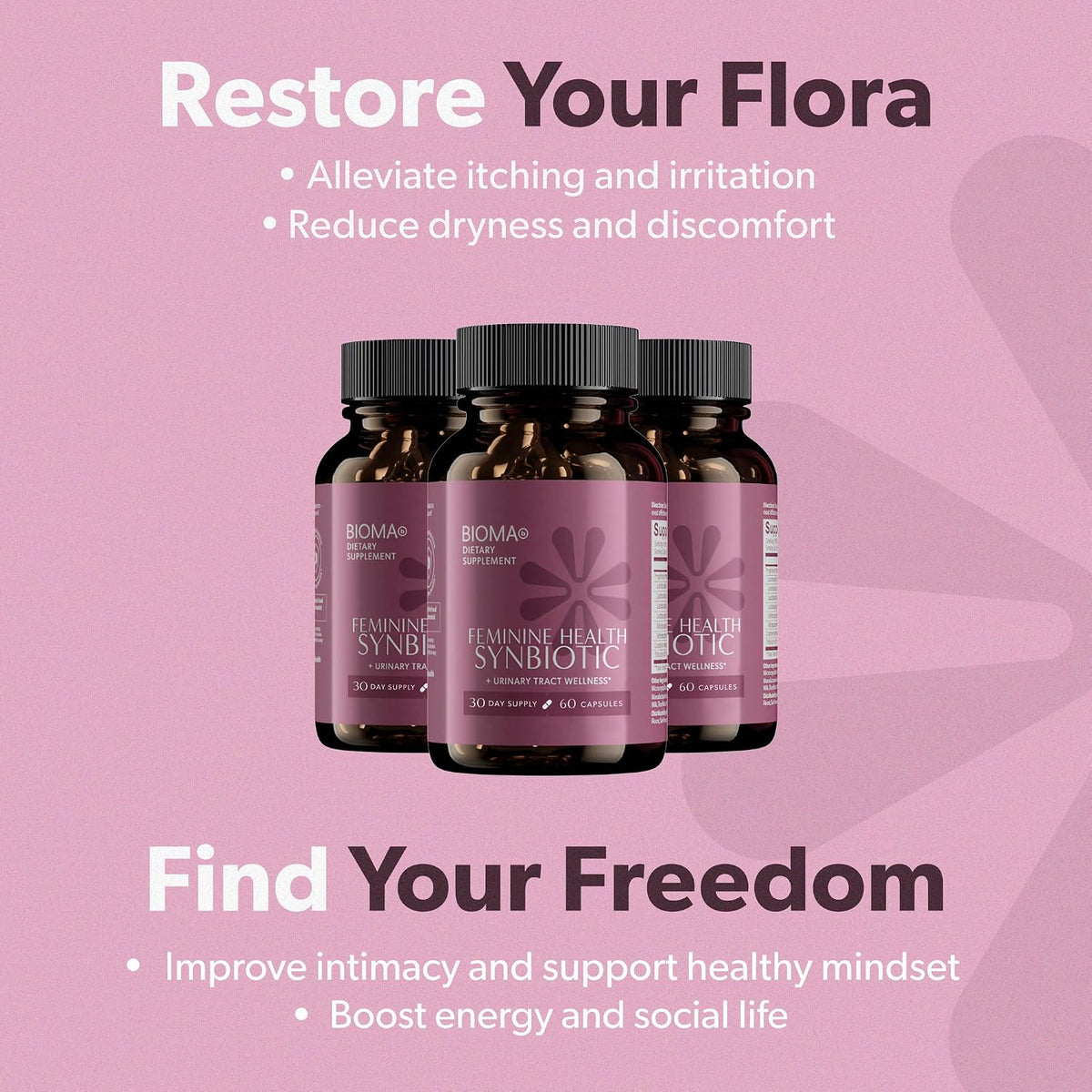 BIOMA Women’s Gut & Feminine Health Bundle – Digestive Probiotic + Synbiotic for Vaginal pH, Urinary Tract & Gut Balance – with XOS, Tributyrin & Cranberry – 2-Pack (30-Day Supply Each)