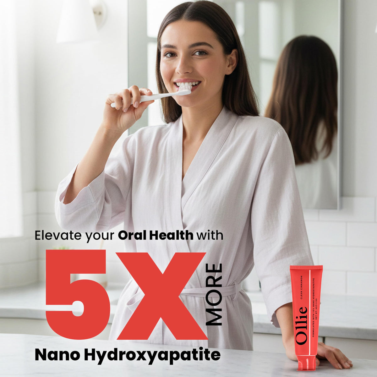 Ollie Fluoride Free 10% Nano Hydroxyapatite Toothpaste, Clean Mint, 1 Pack