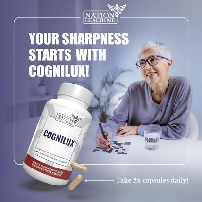 Cognilux | Brain Supplements for Memory and Focus | Nootropic Focus Supplement, Niacin, Vitamin B6, GABA, Memory Supplement for Brain, Brain Health