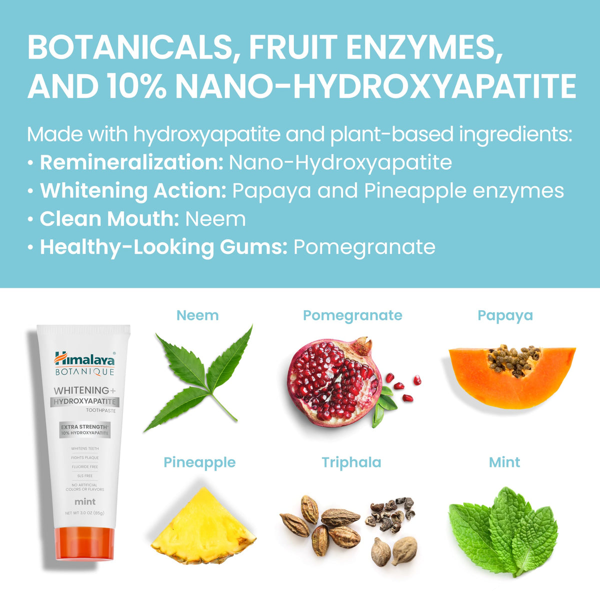 Himalaya Botanique Whitening+ Nano Hydroxyapatite Toothpaste, Mint, 4 oz