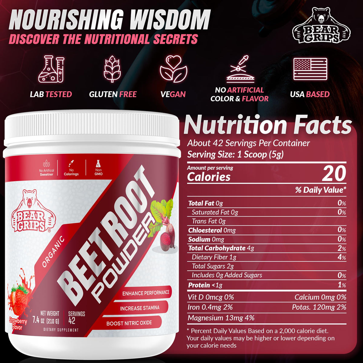 Organic Beet Root Powder - Nitric Oxide Supplement Super Food Beets Supplements