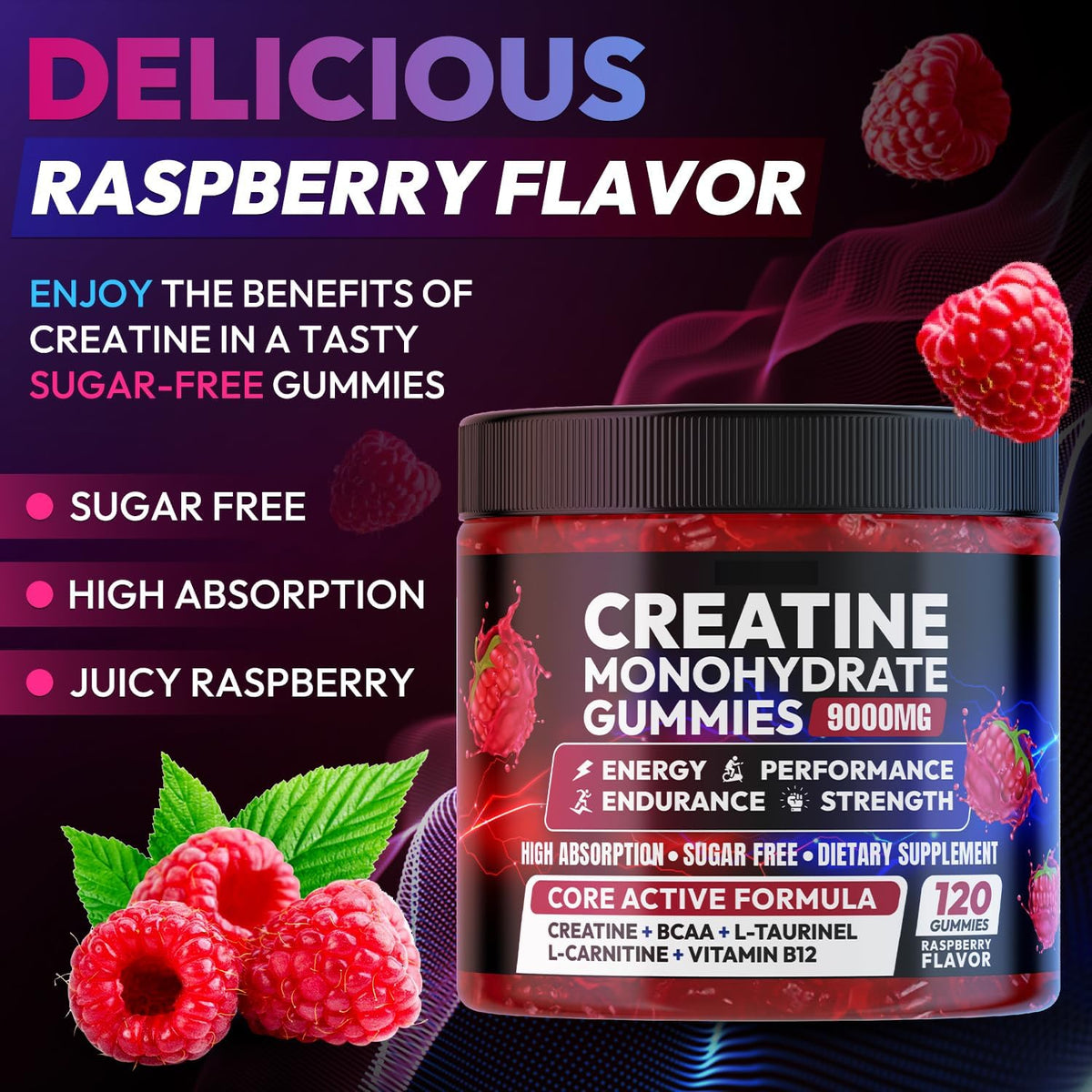 Creatine Monohydrate Gummies 5000MG, Creatine Gummy for Men & Women 120Ct