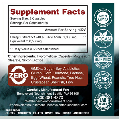 6,500mg Shilajit Supplement with 40% Fulvic Acid (High Absorption) | Authentic Himalayan