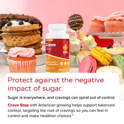 Redd Remedies Crave Stop, Helps Manage Sugar Cravings and Appetite, 60 Vegan Capsules