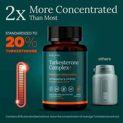 Turkesterone Supplement 500mg for Men & Women, Muscle Growth & Gym Support | Ajuga Turkestanica extract for strength, energy & workout recovery, vegan, non-GMO, third-party tested, made in USA