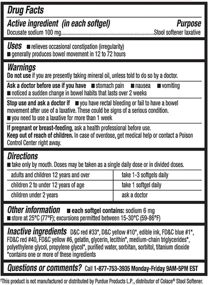 Kirkland Signature Stool Softener 100 mg, 400 Softgels
