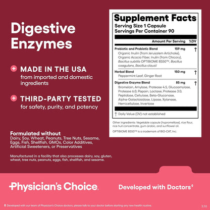 Physician's CHOICE Gut Value Bundle: 60 Billion Probiotic 30ct + Bloat & Gas Probiotic 30ct + Digestive Enzymes 90ct