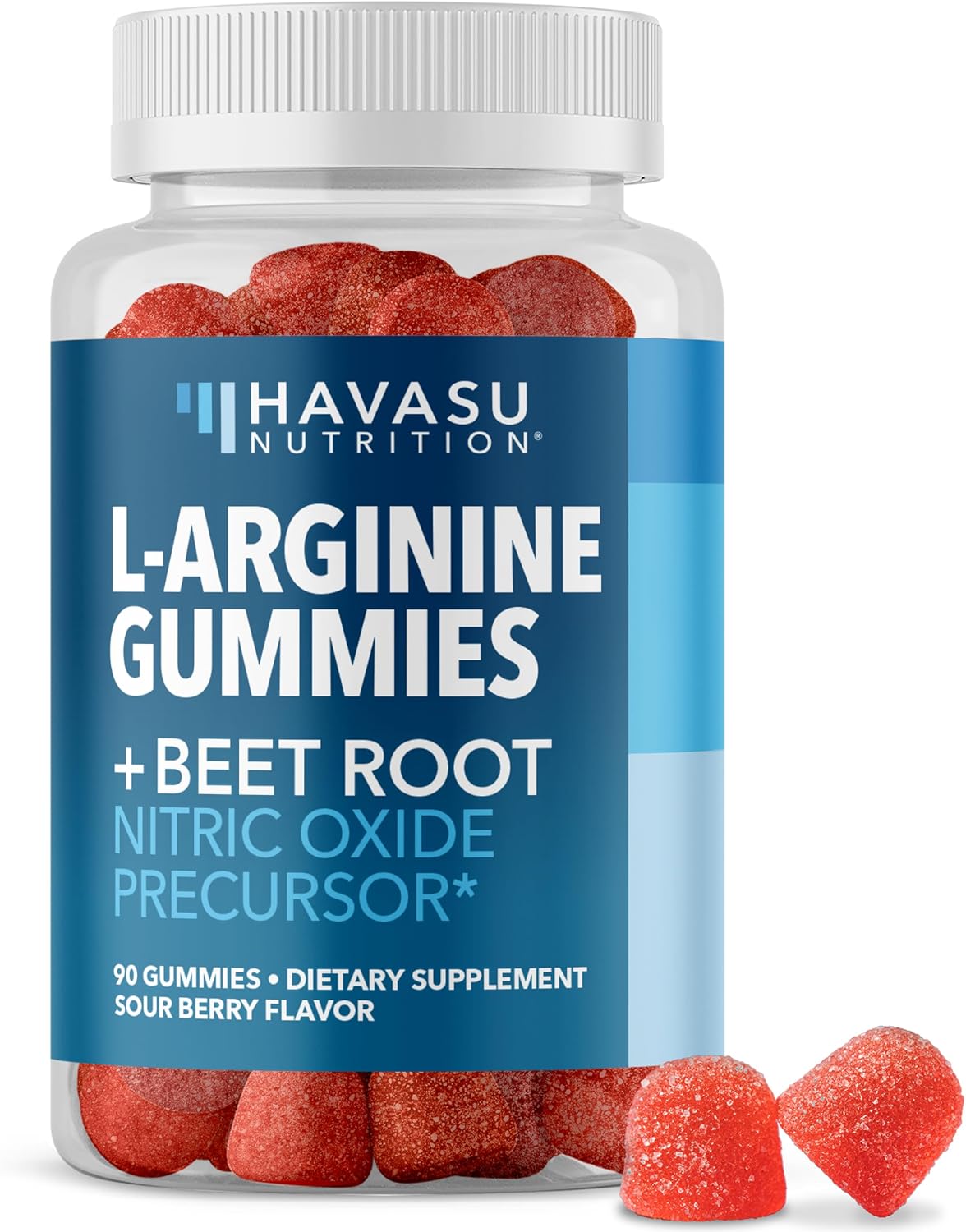 L-Arginine with L-Citrulline and Beet Root Gummies, Sour Berry, 30 Servings | Vegan, Non-GMO Nitric Oxide Supplement for Energy, Endurance, and Recovery Support, Energizing Sour Berry Flavor