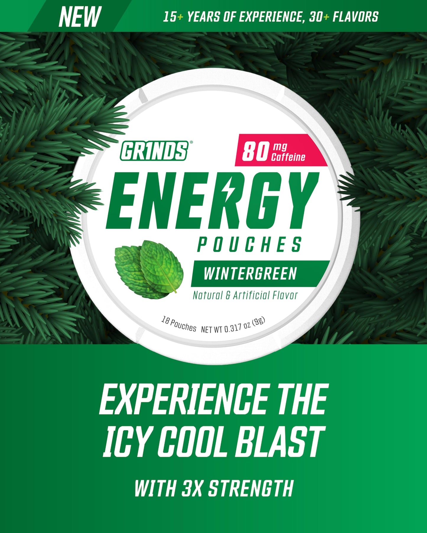 GRINDS Focus Pouches | Naturally Flavored with Nootropic Ingredients | Contains Alpha GPC and L-Theanine | Sugar-Free | 3 Pack | 18 Pouches Per Can | Blue Raspberry