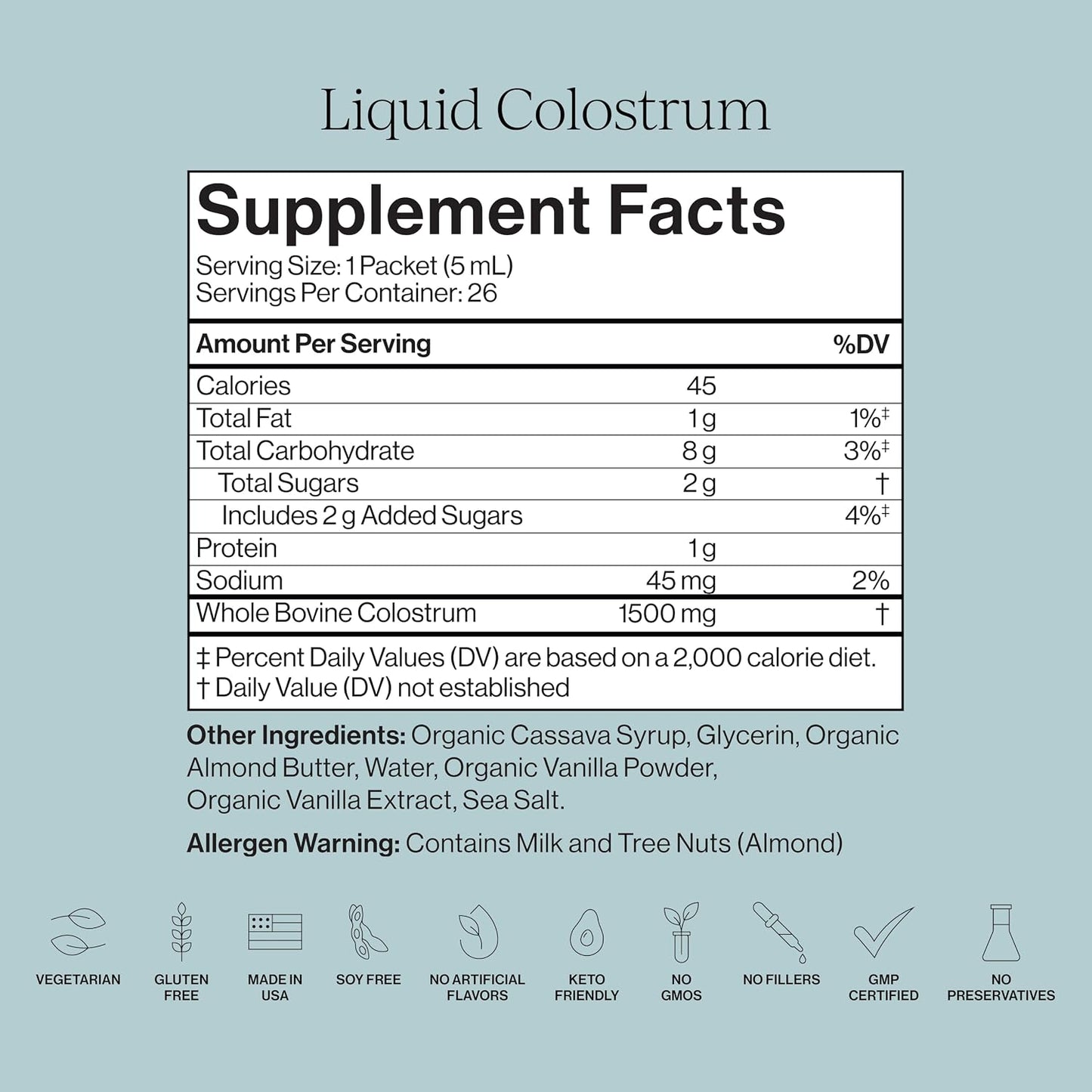 CYMBIOTIKA Liquid Colostrum, Grass-Fed 1.5g for Gut, Immune & Skin