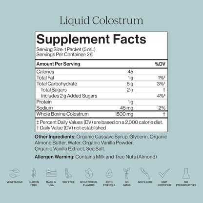 CYMBIOTIKA Liquid Colostrum, Grass-Fed 1.5g for Gut, Immune & Skin