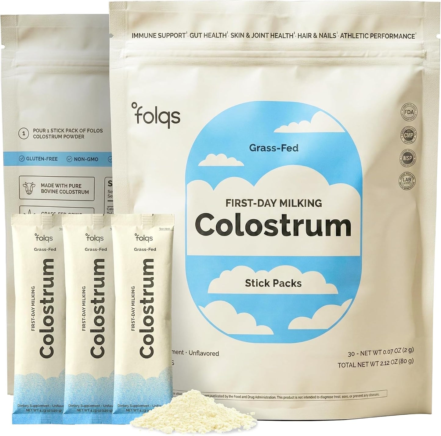 Bovine Colostrum Powder, First Day Milking, Immune & Gut, 30 Servings | First-Day Milking, Colostrum Supplement, Supports Skin & Tissue, Made in USA, Amino Acids, Vitamins, Minerals, Kosher