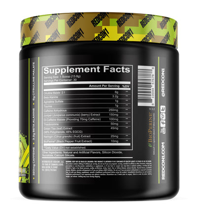 REDCON1 Total War Pre Workout Powder, Kiwi Lime - Beta Alanine + Citrulline Malate Keto