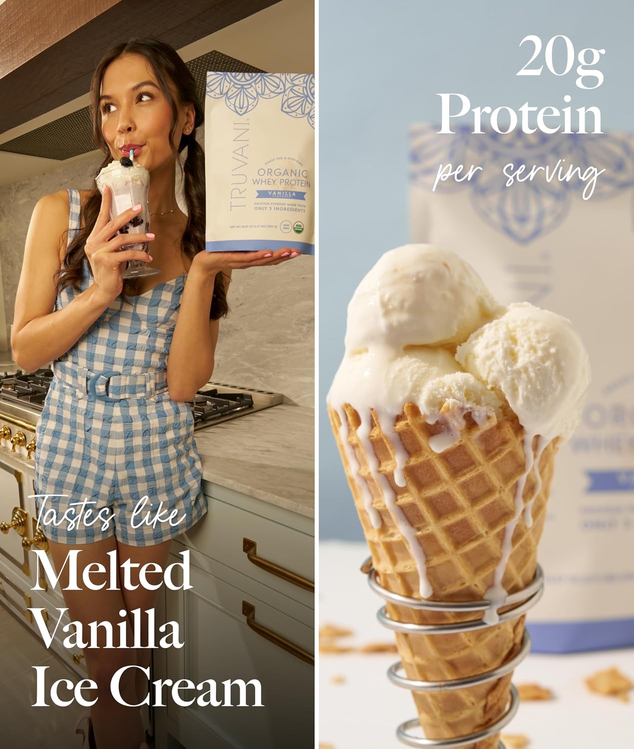 Truvani Organic Whey Protein Powder | Vanilla | 20 Servings | 20g Grass Fed Whey Protein | USDA Organic & Non-GMO | Gluten Free | No Gums, No Soy, No Stevia, No Added Sugars