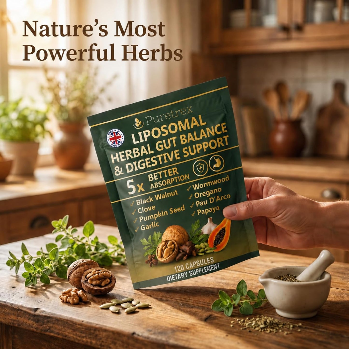 Parasite Cleanse for Humans - Liposomal Herbal Gut Detox Support, Combination with Black Walnut, Wormwood, Clove, Pumpkin Seed, Garlic, Oregano, Pau D’Arco & Papaya - Intestinal Support - 120 Capsules