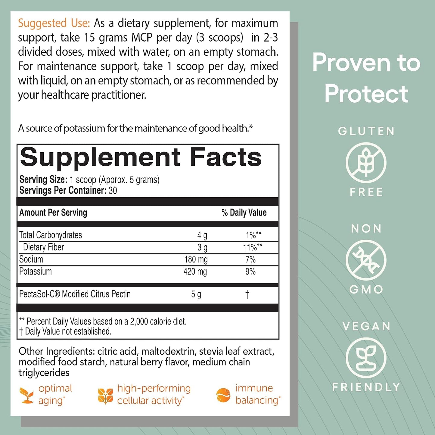 EcoNugenics PectaSol Modified Citrus Pectin – 184g Berry Powder – Total-Body Health Supplement to Support Immune System, Inflammation Response & Healthy Aging + Maintain Healthy Galectin-3 Levels