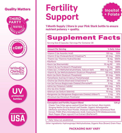 Pink Stork Fertility Bundle for Women – Conception Tea + Prenatal Vitamin Support with Inositol, Vitex, Folate & Ashwagandha – Supports Hormone Balance, Cycle Health & Preconception Wellness