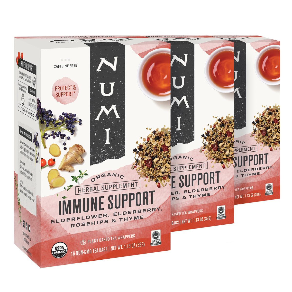 Numi Organic Tea Immune Support, Elderberry Tea (Pack of 3)