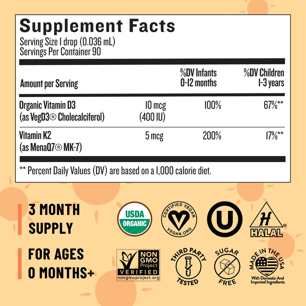 Legendairy Milk Organic Baby Vitamin D3 K2 Liquid Drops, 400 IU of Baby Vitamin D Drops
