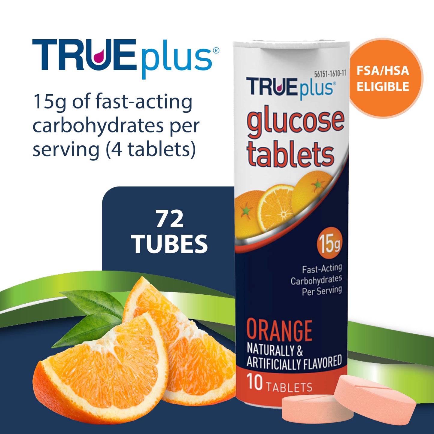 TRUEplus Glucose Tablets, Raspberry Flavor, 10 Count, 6 Tubes | Chewable Tablets, 15g Fast-Acting Carbohydrates, Fat Free, Gluten Free, Boosts Energy, Great Tasting and Easy to Use
