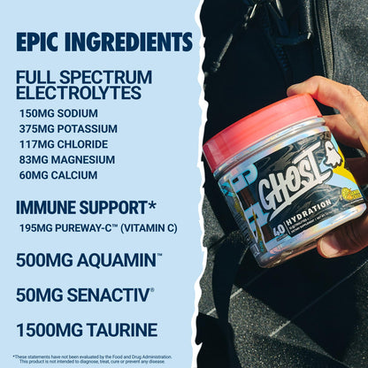 GHOST Hydration Sticks, Electrolyte Powder Packets, Sonic Cherry Limeade - 24 Sugar Free Instant Electrolyte Drink Mix - Caffeine-Free Daily Hydration & Immune Support with Clean Formula
