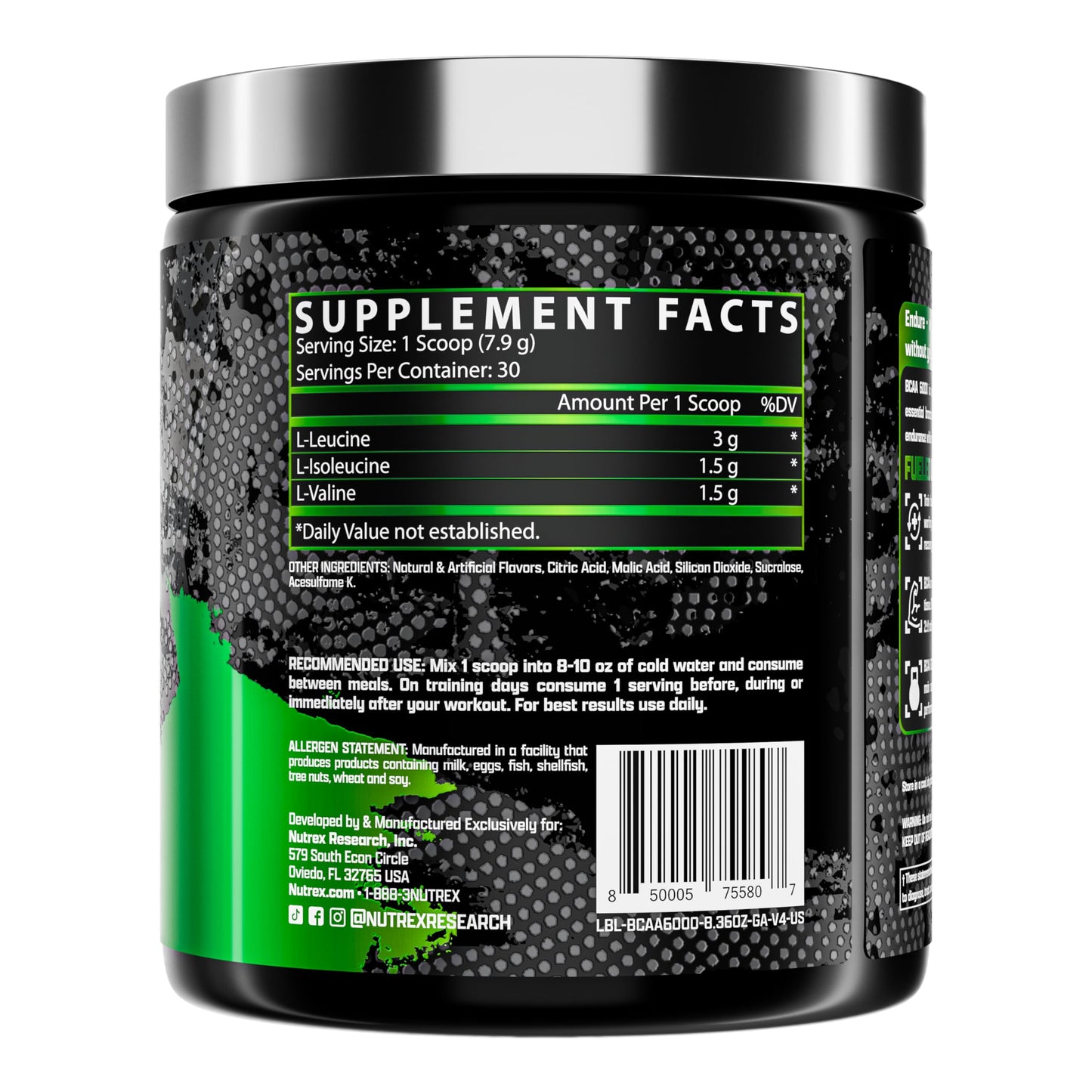 Nutrex Research - BCAA Powder 6000 Amino Acid - 6 Grams of BCAAs Amino Acids Supplement for Post Workout Recovery & Muscle Growth - Amino Energy Workout Recovery Drink (Watermelon - 30 Servings)