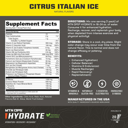 MTN OPS Naturally Sweetened Hydrate & Ignite Citrus Italian Ice