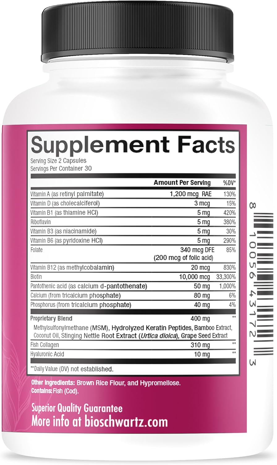 BioSchwartz Biotin Collagen Keratin Supplement - Hair Vitamins for Women