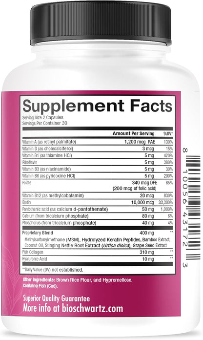 BioSchwartz Biotin Collagen Keratin Supplement - Hair Vitamins for Women