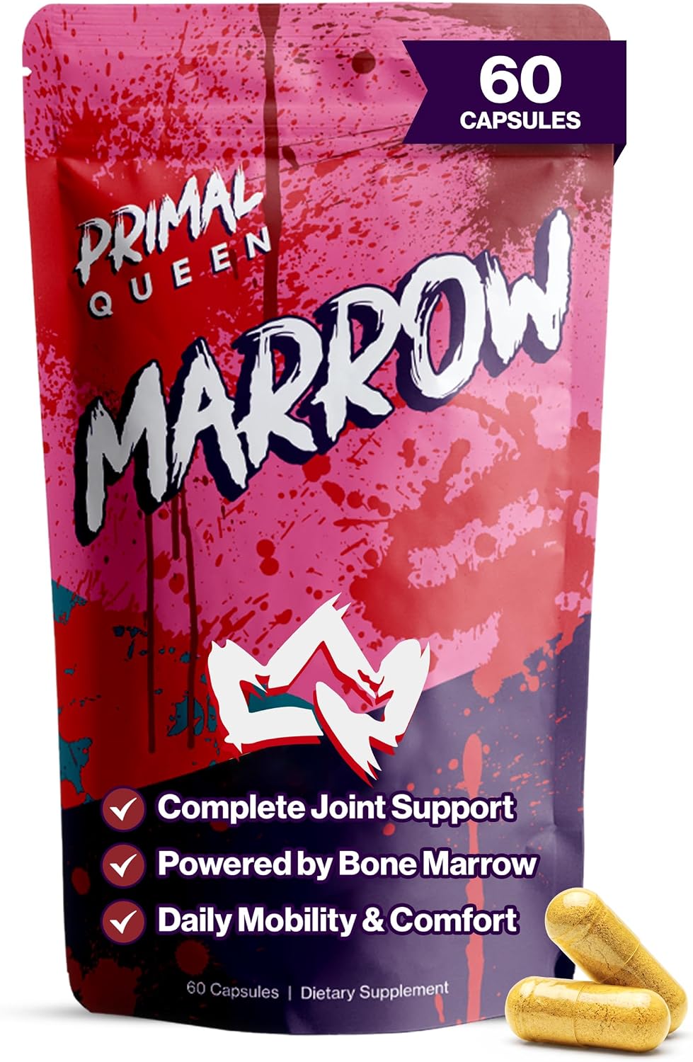Primal Queen Bone Marrow, Joint Support for Women, Curcuwin Turmeric | Adds Hyaluronic Acid and Boswellia for Flexible, Comfortable Mobility; Bioavailable Formula for an Active Female Lifestyle