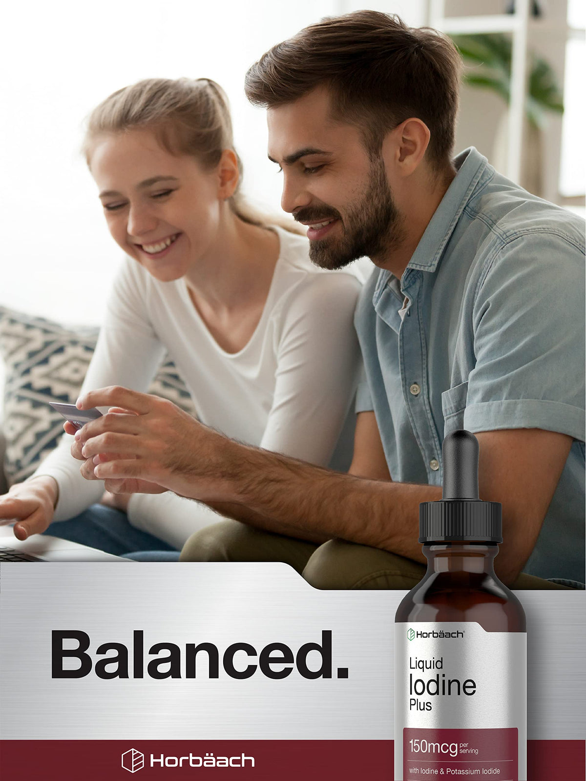 Liquid Iodine Solution Drops | 2 fl oz | 150 mcg | Iodine & Potassium Iodide Supplement