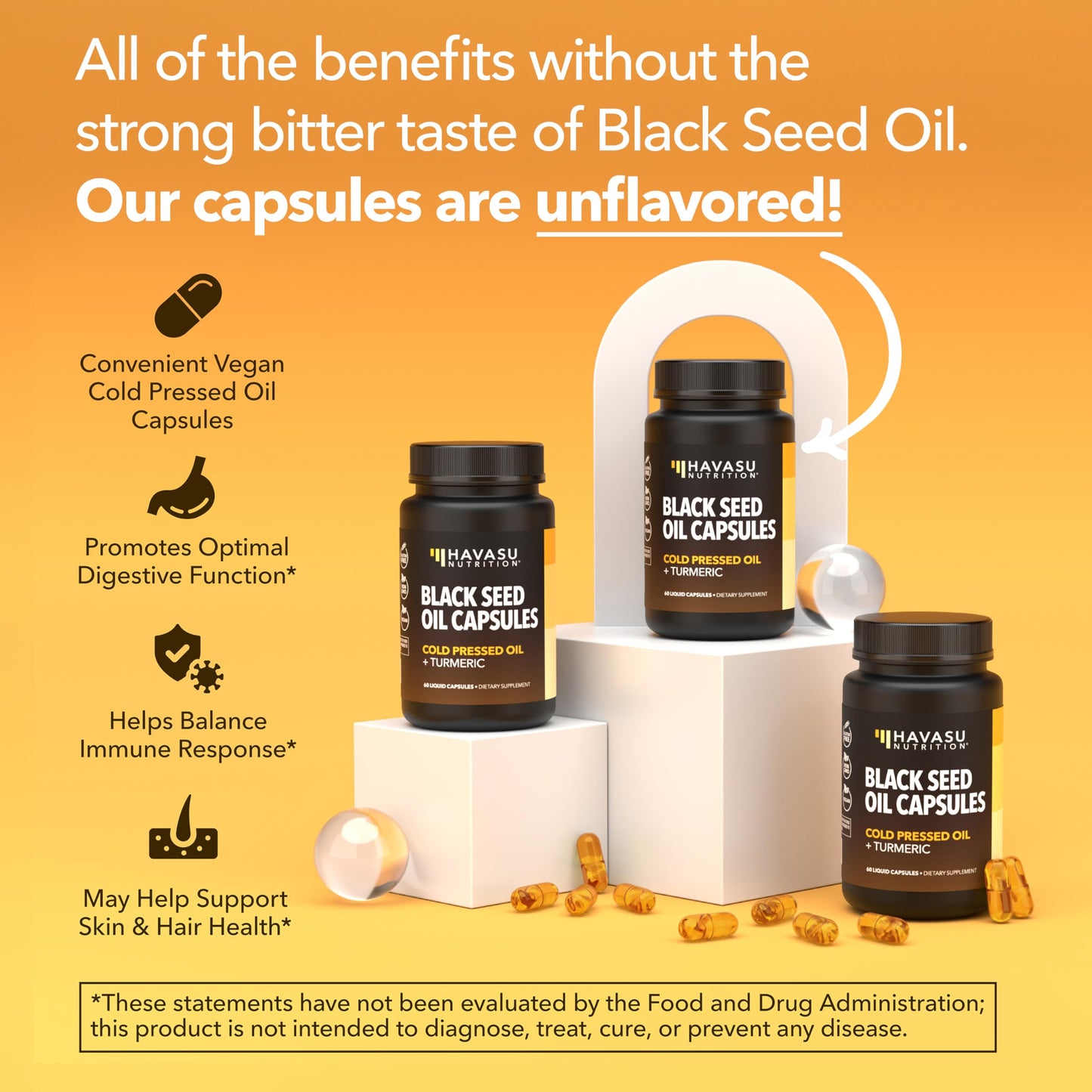 Black Seed Oil Capsules, Vegan, Non-GMO, Cold-Pressed Nigella Sativa, 90ct | 1500mg Per Serving Black Cumin Supplement for Skin Health, Immune Function, and Digestive Health, Unflavored, 30 Servings
