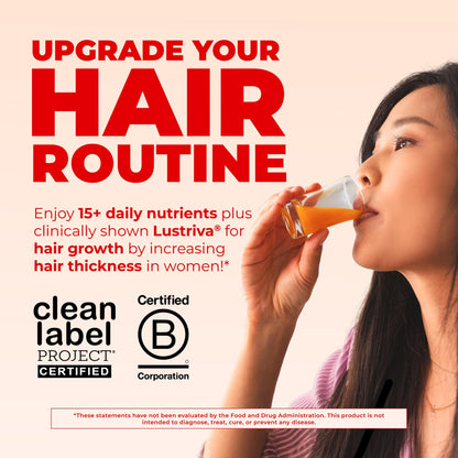 MARYRUTH'S Liquid Multivitamin + Hair Growth | Clinically Tested in Women for Thicker Hair & Facial Wrinkles | Biotin 10000mcg | Lustriva Hair Growth Supplements | Skin Care | Ages 18+ | 15.22 Fl Oz