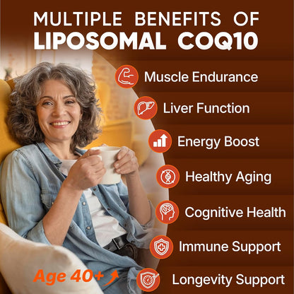 CoQ10-200mg-Softgels, 120 Servings Liposomal CoQ10 PQQ & Black Pepper Extract for Maximum Absorption - Ultra Ubiquinone Coenzyme Q10 Supplement Powerful Antioxidant Supports Hear-t & Energy Boost
