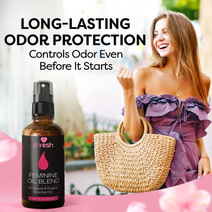 pHresh Feminine Spray - 100% All Natural Yoni Oil for Women - with Tea Tree, Lemongrass, Orange Essential Oils