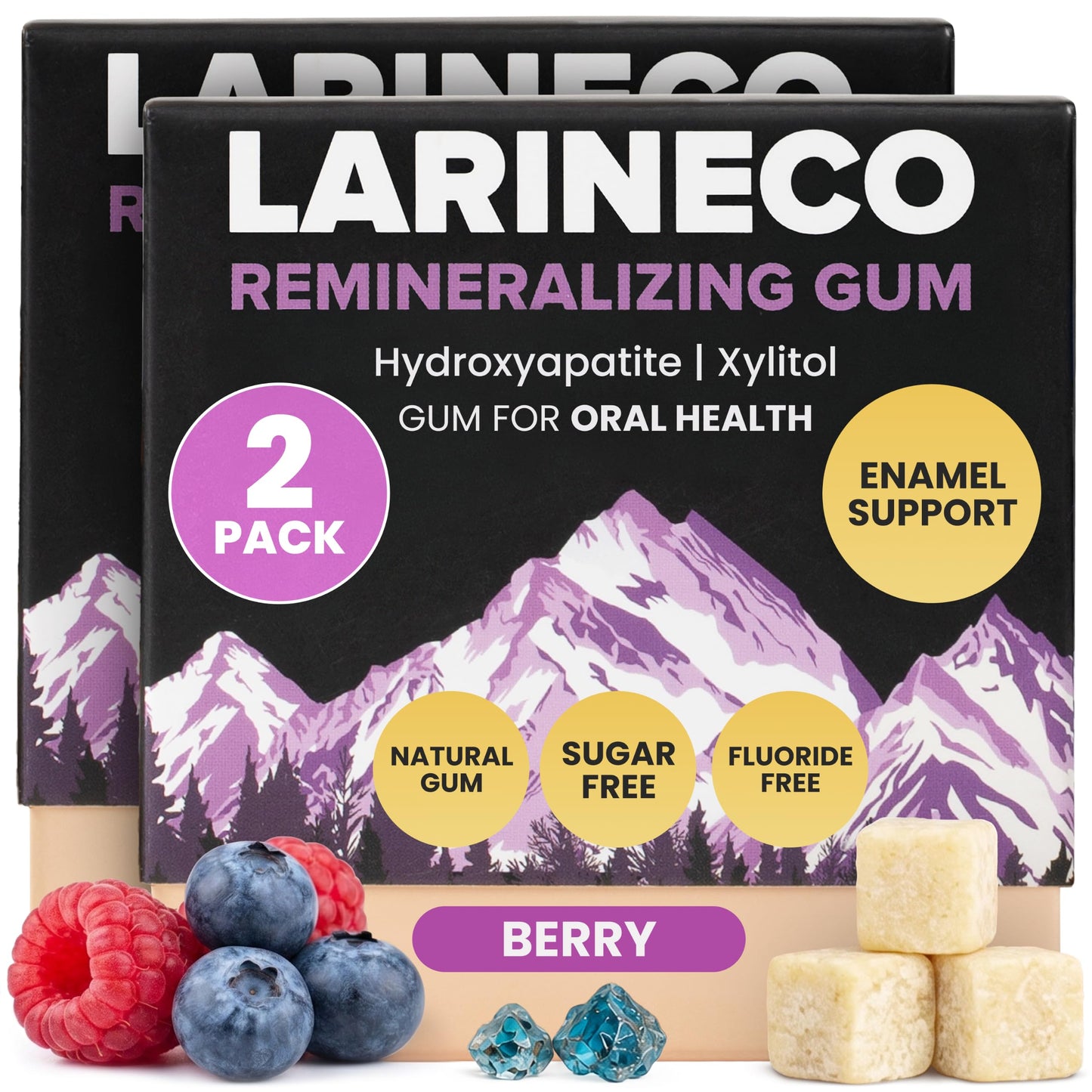 Larineco Remineralizing Gum with Nano Hydroxyapatite & Xylitol – Sugar-Free Xylitol Gum – Plastic-Free, Dye-Free, Aspartame-Free – Natural Base – 36 Pieces, Mastic Mint