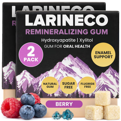 Larineco Remineralizing Gum with Nano Hydroxyapatite & Xylitol – Sugar-Free Xylitol Gum – Plastic-Free, Dye-Free, Aspartame-Free – Natural Base – 36 Pieces, Mastic Mint